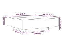 vidaxl Mesa De Centro*Mesa de centro com luzes LED 100x100x31 cm sonoma Cinzento