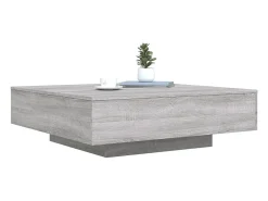 vidaxl Mesa De Centro*Mesa de centro com luzes LED 100x100x31 cm sonoma Cinzento