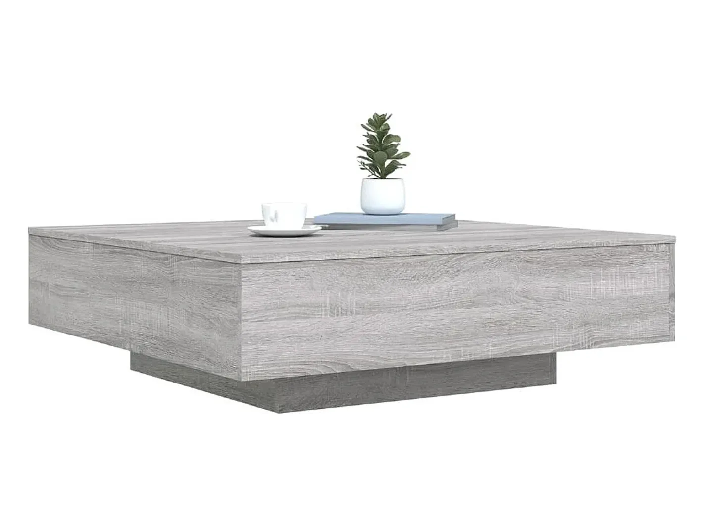 vidaxl Mesa De Centro*Mesa de centro com luzes LED 100x100x31 cm sonoma Cinzento