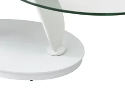 Clearance Mesa de centro com tampos giratórios cerâmica, vidro temperado e metal branco - MANEYA Mesa De Centro