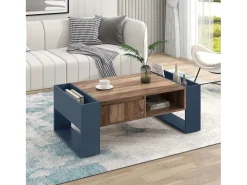 Mesa de centro com uma gaveta - estilo industrial - Castanho e Preto^ModernLuxe Discount