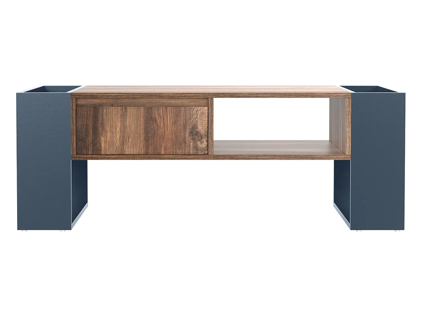 Mesa de centro com uma gaveta - estilo industrial - Castanho e Preto^ModernLuxe Discount