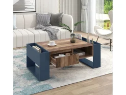 Mesa de centro com uma gaveta - estilo industrial - Castanho e Preto^ModernLuxe Discount