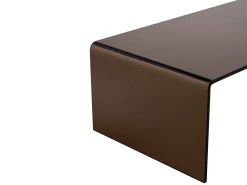 Sale Mesa de centro curva em vidro temperado - Marrom - ALONZO Mesa De Centro