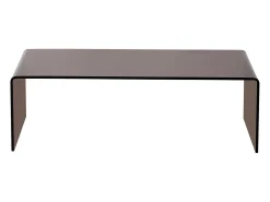 Sale Mesa de centro curva em vidro temperado - Marrom - ALONZO Mesa De Centro