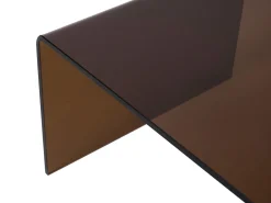 Sale Mesa de centro curva em vidro temperado - Marrom - ALONZO Mesa De Centro