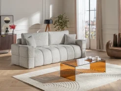 Sale Mesa de centro curva em vidro temperado - Marrom - ALONZO Mesa De Centro
