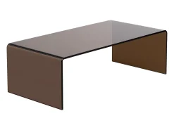 Sale Mesa de centro curva em vidro temperado - Marrom - ALONZO Mesa De Centro