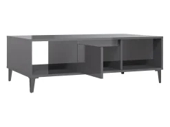 vidaxl Mesa De Centro*Mesa de centro derivados de madeira cinza brilhante Cinzento