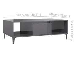 vidaxl Mesa De Centro*Mesa de centro derivados de madeira cinza brilhante Cinzento