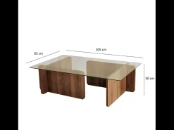 Concept-Usine Mesa De Centro*Mesa de centro design moderno NULA em madeira com tampo de vidro temperado Castanho