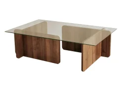 Concept-Usine Mesa De Centro*Mesa de centro design moderno NULA em madeira com tampo de vidro temperado Castanho
