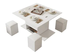 Best Mesa de centro elevatória com 4 bancos e 2 mesas - 100 x 50 x 48 cm - Aglomerado - Mesa De Centro