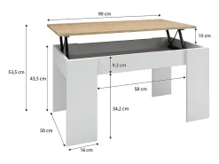 Online Mesa de centro elevatória Norak artik em carvalho canadiano e branco Norak Mesa De Centro