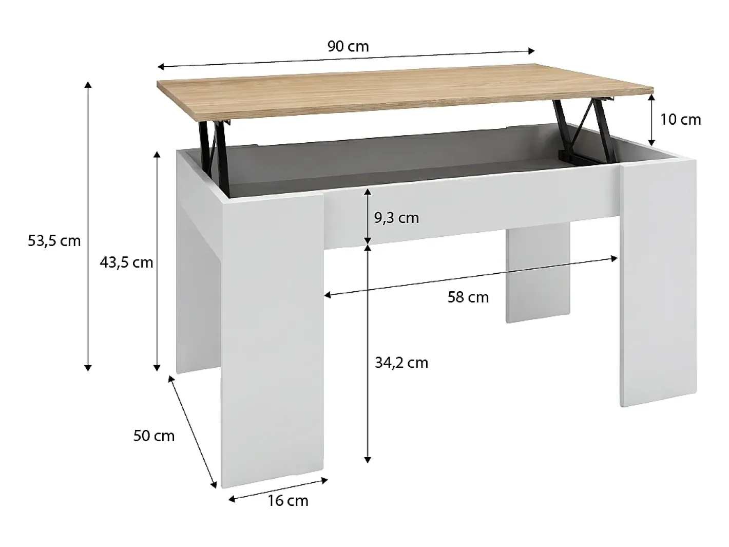 Online Mesa de centro elevatória Norak artik em carvalho canadiano e branco Norak Mesa De Centro