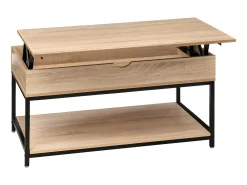 Mesa de centro elevatória Aliaj em preto e carvalho claro, 95 x 50 cm^Five