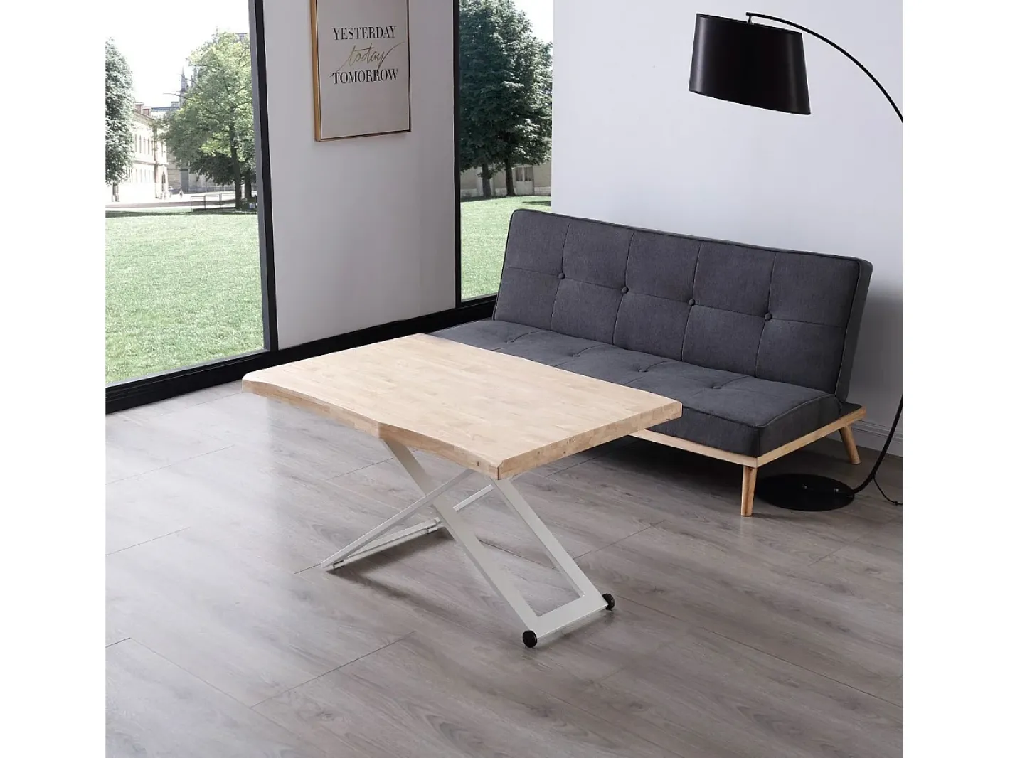 duehome Mesa De Centro*Mesa de centro elevatória Lada Fit Natural claro / Branco