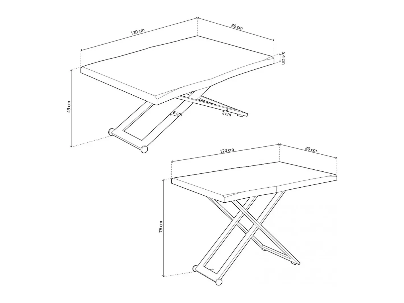 duehome Mesa De Centro*Mesa de centro elevatória Lada Fit Natural claro / Branco