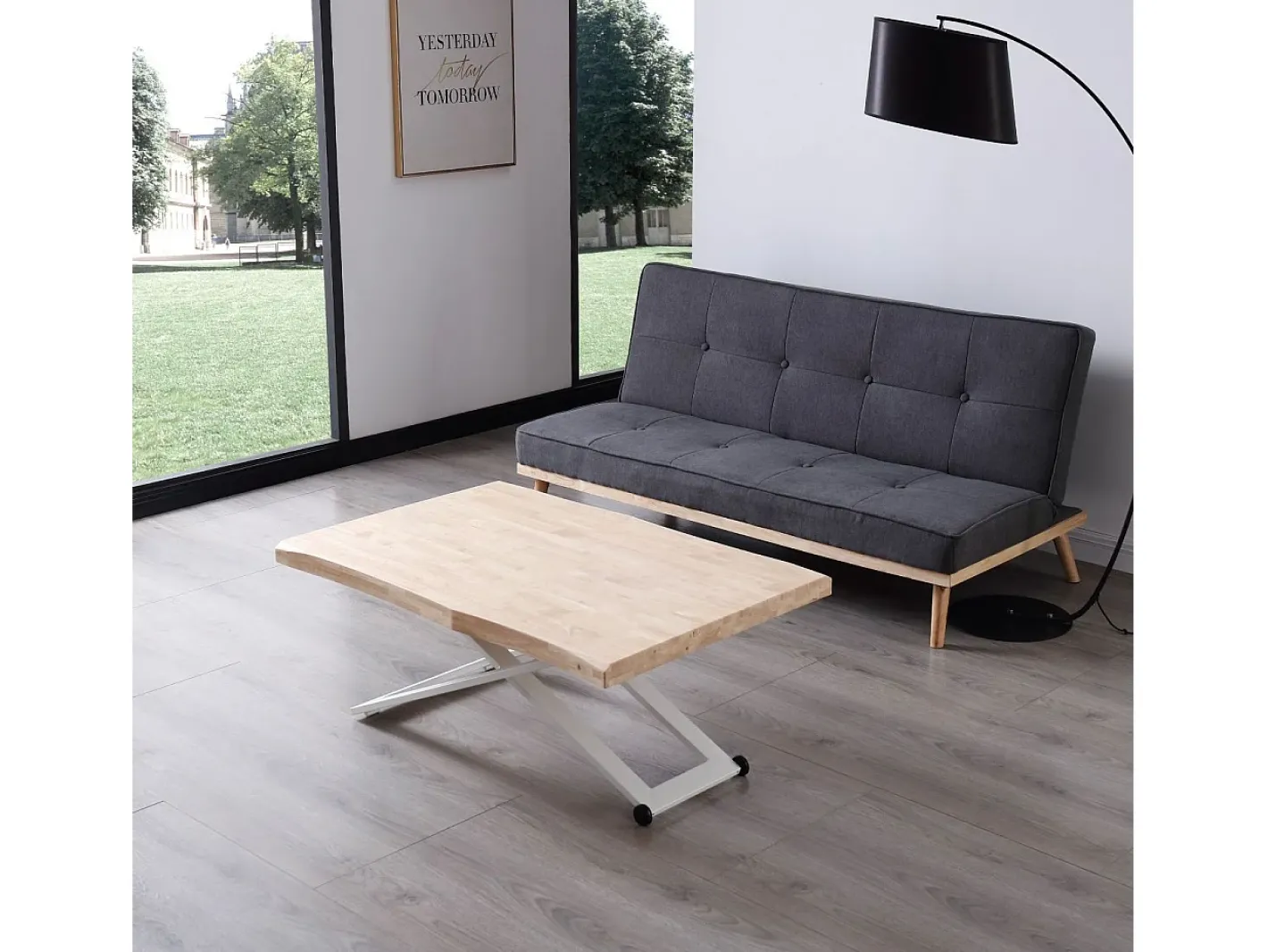 duehome Mesa De Centro*Mesa de centro elevatória Lada Fit Natural claro / Branco