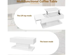 Mesa de centro elevável com LED - com espaço de arrumação e tampo semi-elevável -^ModernLuxe Hot