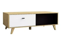 Best Mesa de centro em madeira natural com gaveta SKADI - Design escandinavo, e madeira clara, espaço de arrumação Mesa De Centro