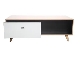 Best Mesa de centro em madeira natural com gaveta SKADI - Design escandinavo, e madeira clara, espaço de arrumação Mesa De Centro