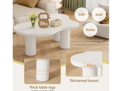 Mesa de centro em MDF e PVC - tampo irregular em forma de nuvem - Branca*ModernLuxe New
