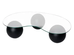 Vente-unique Mesa De Centro*Mesa de centro em vidro temperado - Transparente e preto - DENISA Transparente / Preto