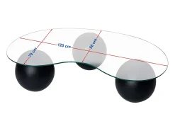 Vente-unique Mesa De Centro*Mesa de centro em vidro temperado - Transparente e preto - DENISA Transparente / Preto