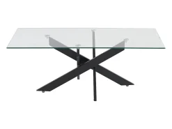 Vente-unique Mesa De Centro*Mesa de centro em vidro temperado e metal preto, transparente - COSIMA Transparente / Preto