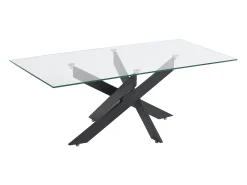 Vente-unique Mesa De Centro*Mesa de centro em vidro temperado e metal preto, transparente - COSIMA Transparente / Preto