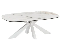 Discount Mesa de centro em vidro temperado, cerâmica e metal efeito mármore - DERIYA Mesa De Centro