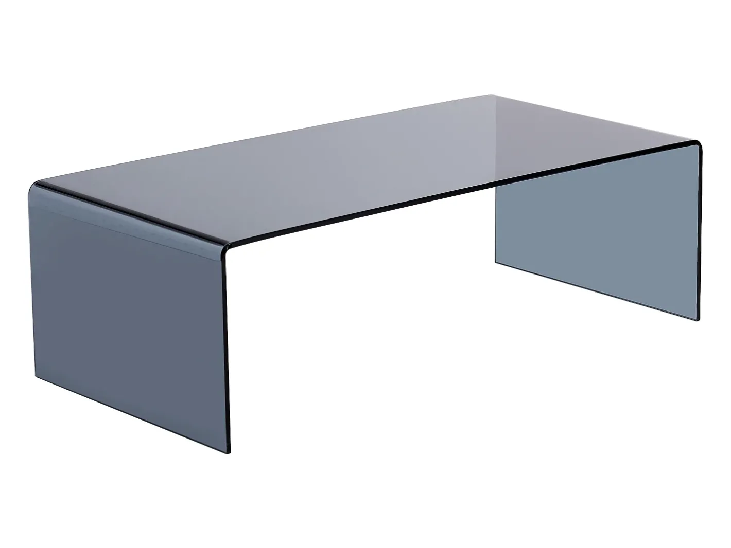 Vente-unique Mesa De Centro*Mesa de centro em vidro temperado curvo e fumado preto - ALONZO Transparente / Preto