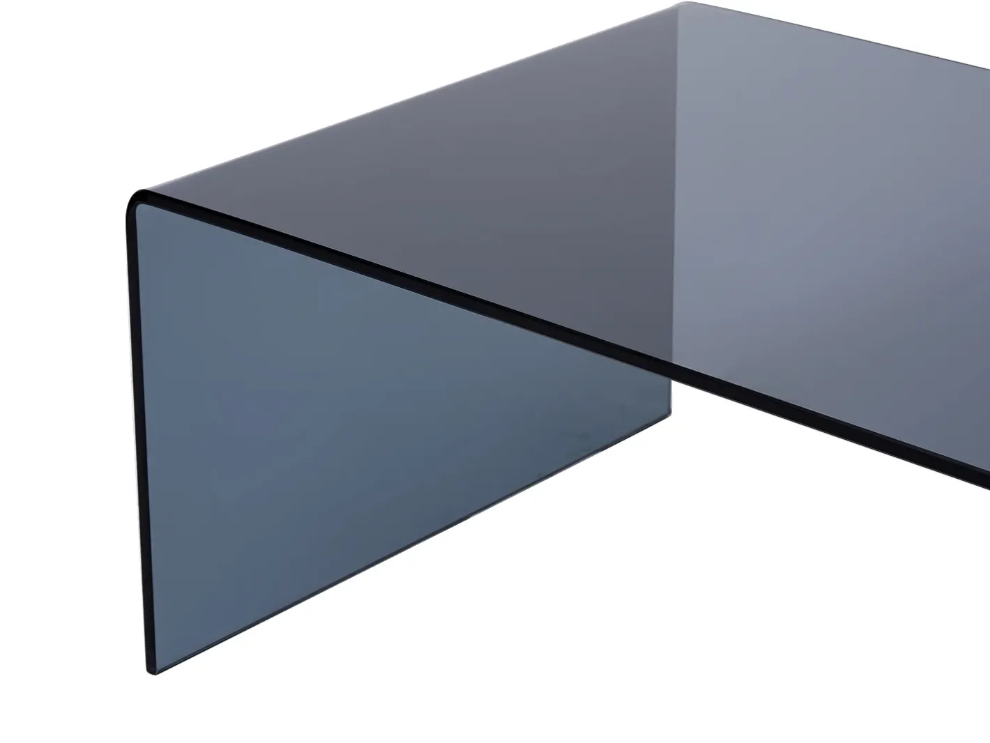 Vente-unique Mesa De Centro*Mesa de centro em vidro temperado curvo e fumado preto - ALONZO Transparente / Preto