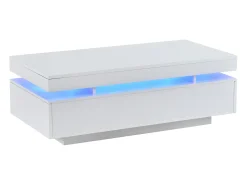 Mesa de centro envernizada brilhante 100x50x35 cm - con LED - con 2 gavetas - painéis de partículas -^ModernLuxe Sale