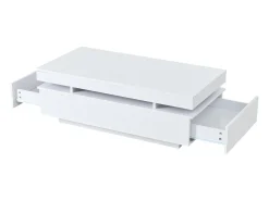 Mesa de centro envernizada brilhante 100x50x35 cm - con LED - con 2 gavetas - painéis de partículas -^ModernLuxe Sale