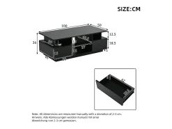 Outlet Mesa de centro envernizada brilhante 100x50x36 cm - con LED - 2 gavetas e espaço de armazenamento aberto - painéis de partículas - Mesa De Centro