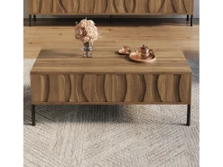 Mesa de centro estilo vintage 105x55x41 cm - com 2 gavetas - Estrutura de madeira - MDF - Natural*ModernLuxe Best