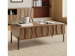 Mesa de centro estilo vintage 105x55x41 cm - com 2 gavetas - Estrutura de madeira - MDF - Natural*ModernLuxe Best