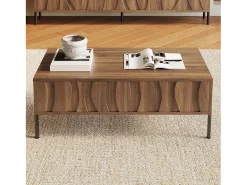 Mesa de centro estilo vintage 105x55x41 cm - com 2 gavetas - Estrutura de madeira - MDF - Natural*ModernLuxe Best