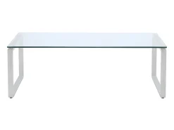 Mesa de centro FREYA com design exclusivo em vidro temperado e metal cromado.^Vente-unique New