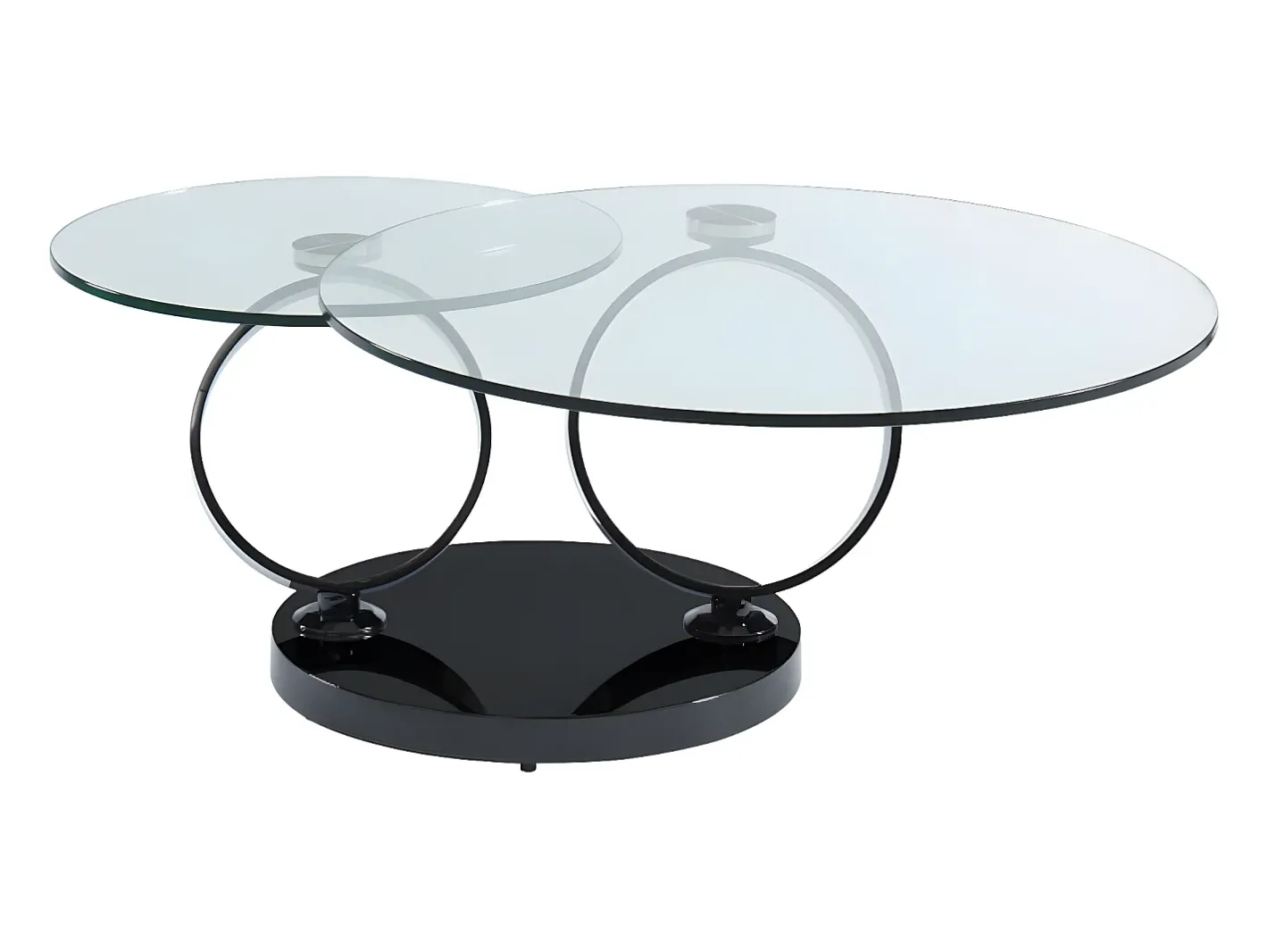 Mesa de centro JOLINE com tampo giratório - Vidro temperado - Preta*Maison Céphy Best
