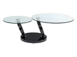 Mesa de centro JOLINE com tampo giratório - Vidro temperado - Preta*Maison Céphy Best