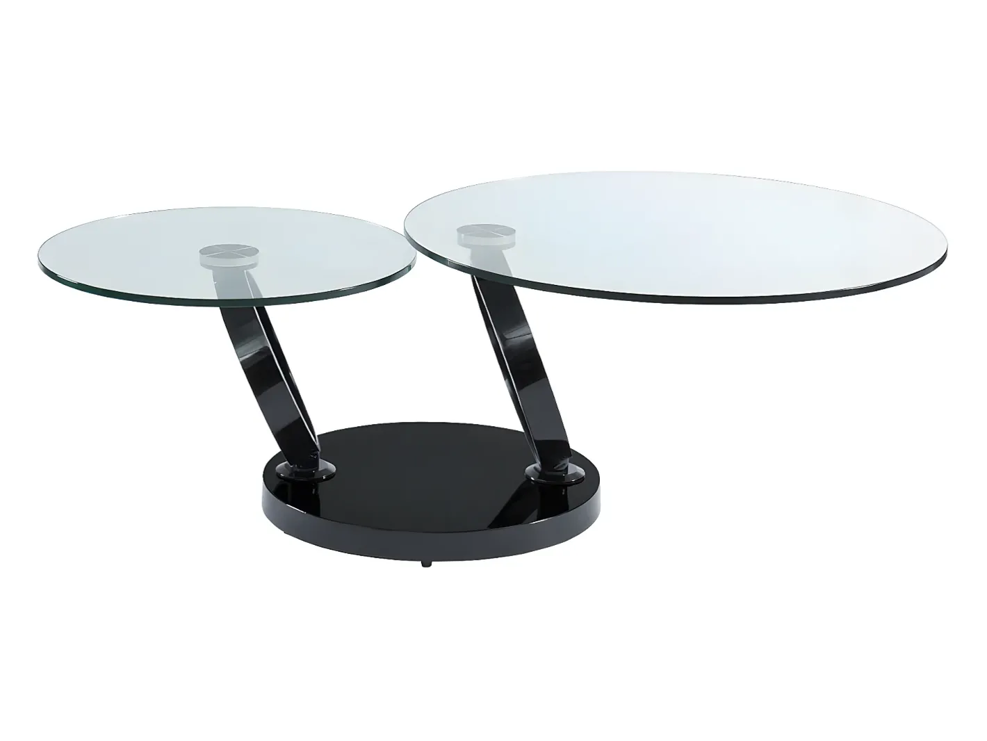 Mesa de centro JOLINE com tampo giratório - Vidro temperado - Preta*Maison Céphy Best