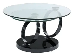 Mesa de centro JOLINE com tampo giratório - Vidro temperado - Preta*Maison Céphy Best
