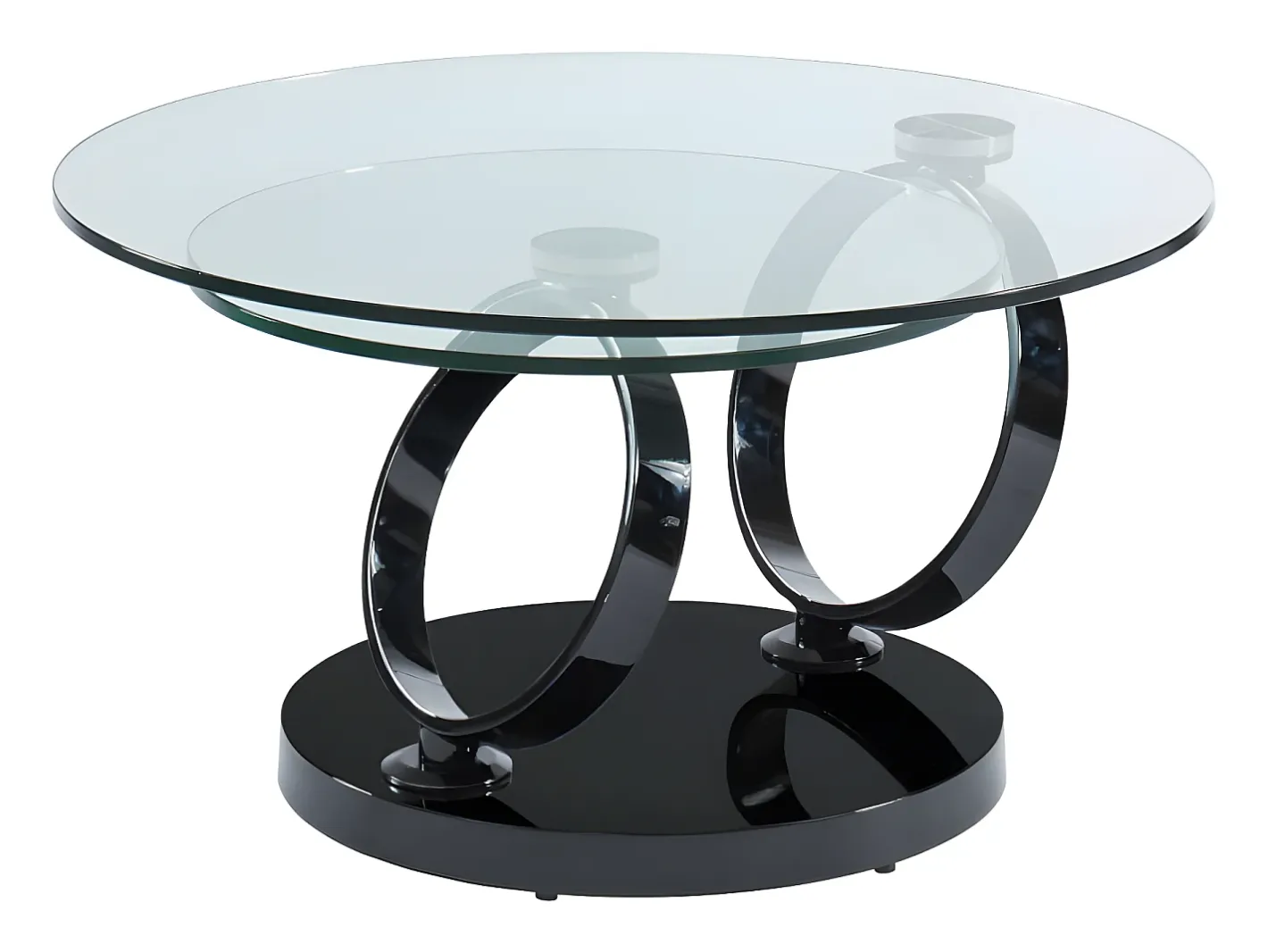 Mesa de centro JOLINE com tampo giratório - Vidro temperado - Preta*Maison Céphy Best