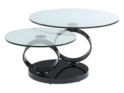 Mesa de centro JOLINE com tampo giratório - Vidro temperado - Preta*Maison Céphy Best