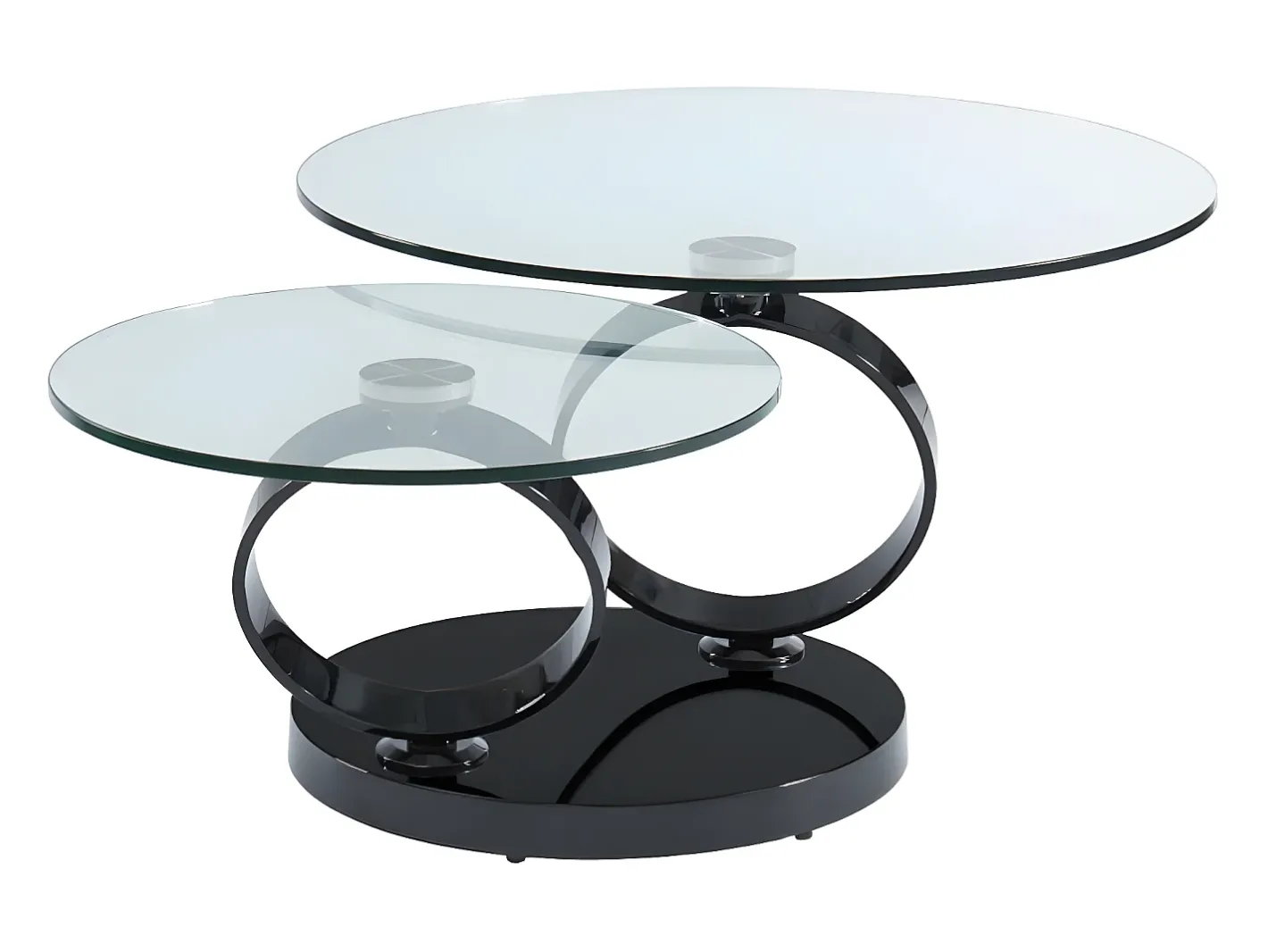 Mesa de centro JOLINE com tampo giratório - Vidro temperado - Preta*Maison Céphy Best