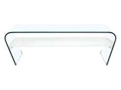 Mesa de centro KELLY - Vidro temperado - Lacada a branco^Vente-unique Clearance