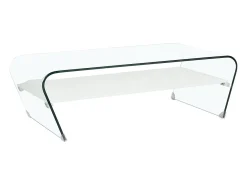 Mesa de centro KELLY - Vidro temperado - Lacada a branco^Vente-unique Clearance